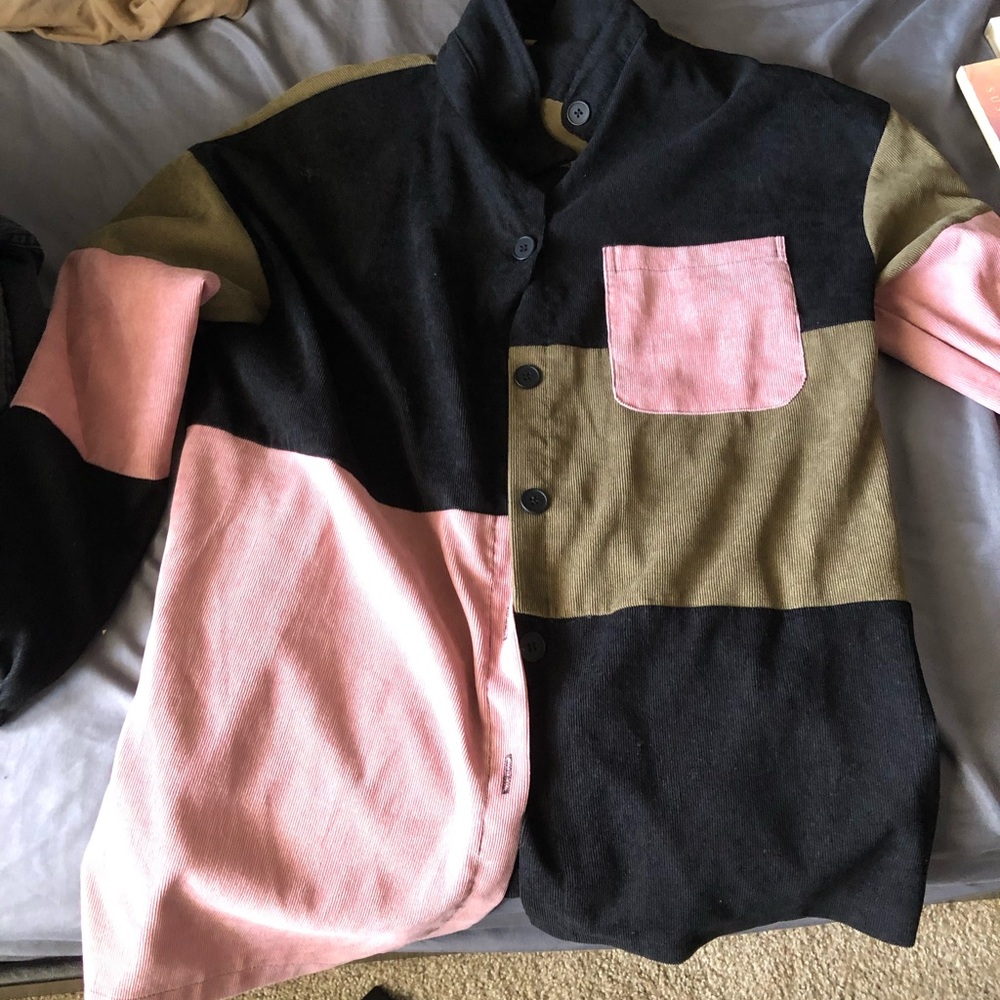 Color Block Shirt - Pink, Black, and Green